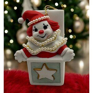 Vintage Jack in the Box Clown Christmas Tree Ornament Ceramic Bead Trim EHW 1988